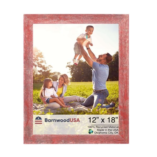 Barnwoodusa Rustic Farmhouse Reclaimed 12x18 Picture Frame (Rustic Red) 840075882848